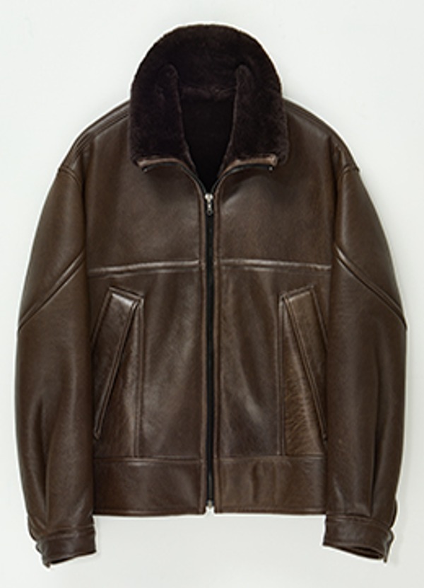 Lamskin shearling jacket - brown &amp; black [품절임박]